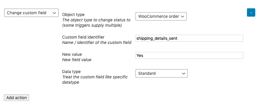 WooCommerce SMS - second action